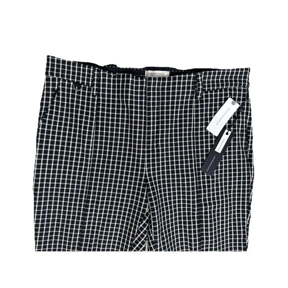 Anthropologie Essential Slim Womens 8 Black White Plaid Print Cropped Pants NWT - Picture 3 of 9